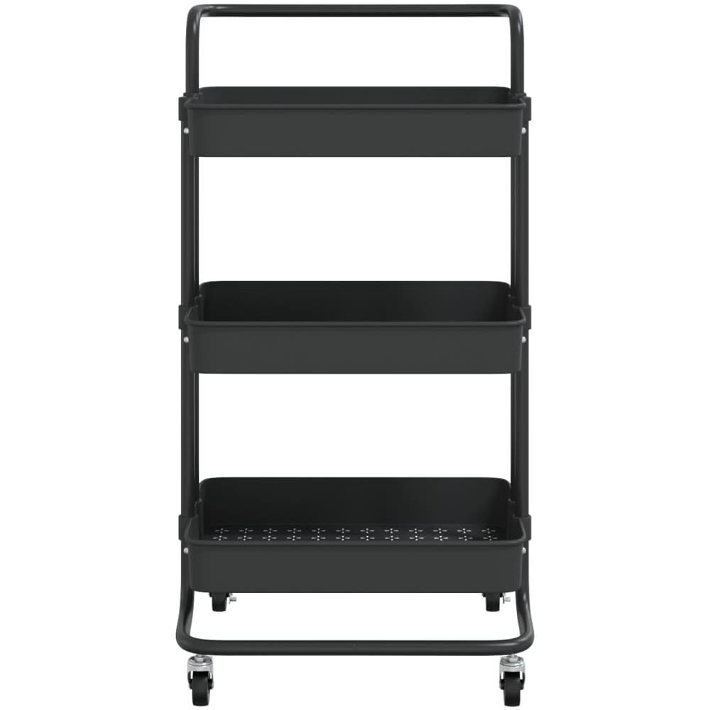Carrello Da Cucina 3 Ripiani Nero 42x25x83,5 Cm Ferro E Abs - Foto 5