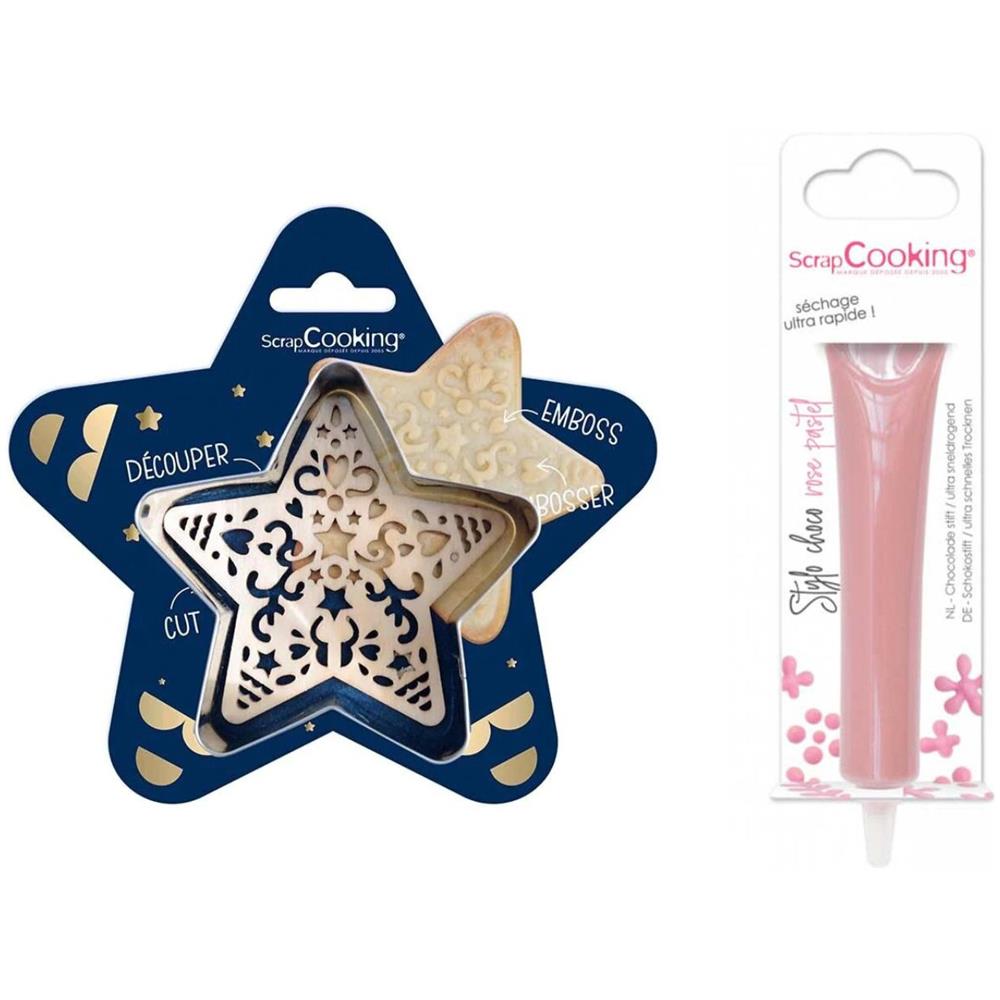 Kit Biscotti Star Relief + Penna Al Cioccolato Rosa Pastello - Foto 1