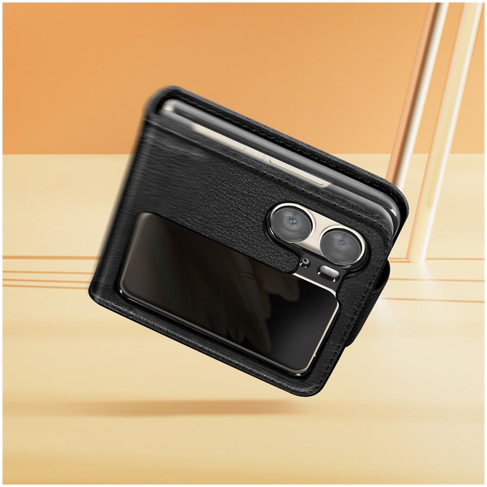 Cover Per Oppo Find N2 Flip Con Linguetta Magnetica Chesterfield Nera - Foto 2