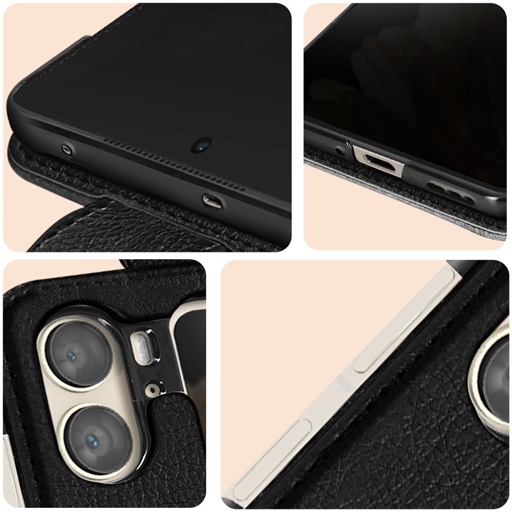 Cover Per Oppo Find N2 Flip Con Linguetta Magnetica Chesterfield Nera - Foto 5