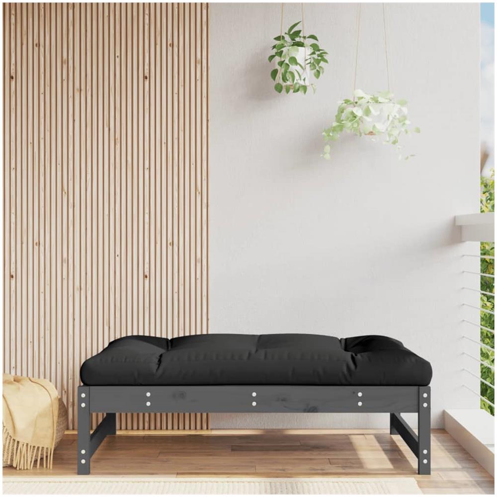 Poggiapiedi Da Giardino 120x80 Cm Legno Massello Di Pino Grigio - Foto 1
