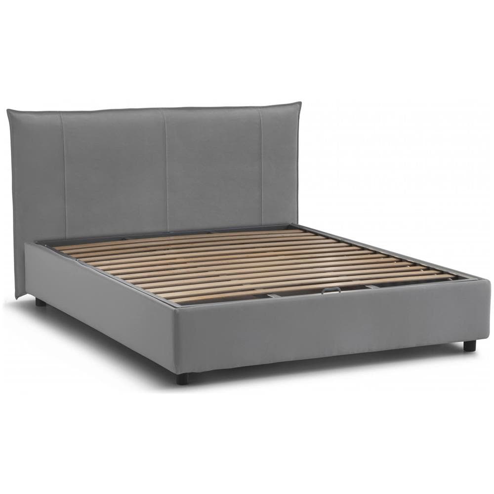 Letto Matrimoniale Celeste, Letto Contenitore Con Rivestimento In Tessuto, 100% Made In Italy, Apertura Frontale, Adatto Per Materasso 160x190 Cm, Grigio - Foto 2