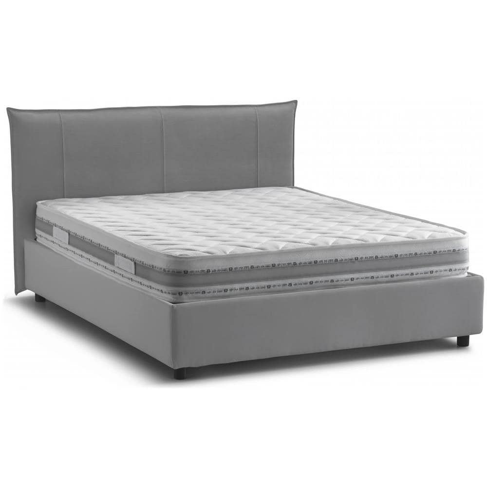 Letto Matrimoniale Celeste, Letto Contenitore Con Rivestimento In Tessuto, 100% Made In Italy, Apertura Frontale, Adatto Per Materasso 160x190 Cm, Grigio - Foto 3