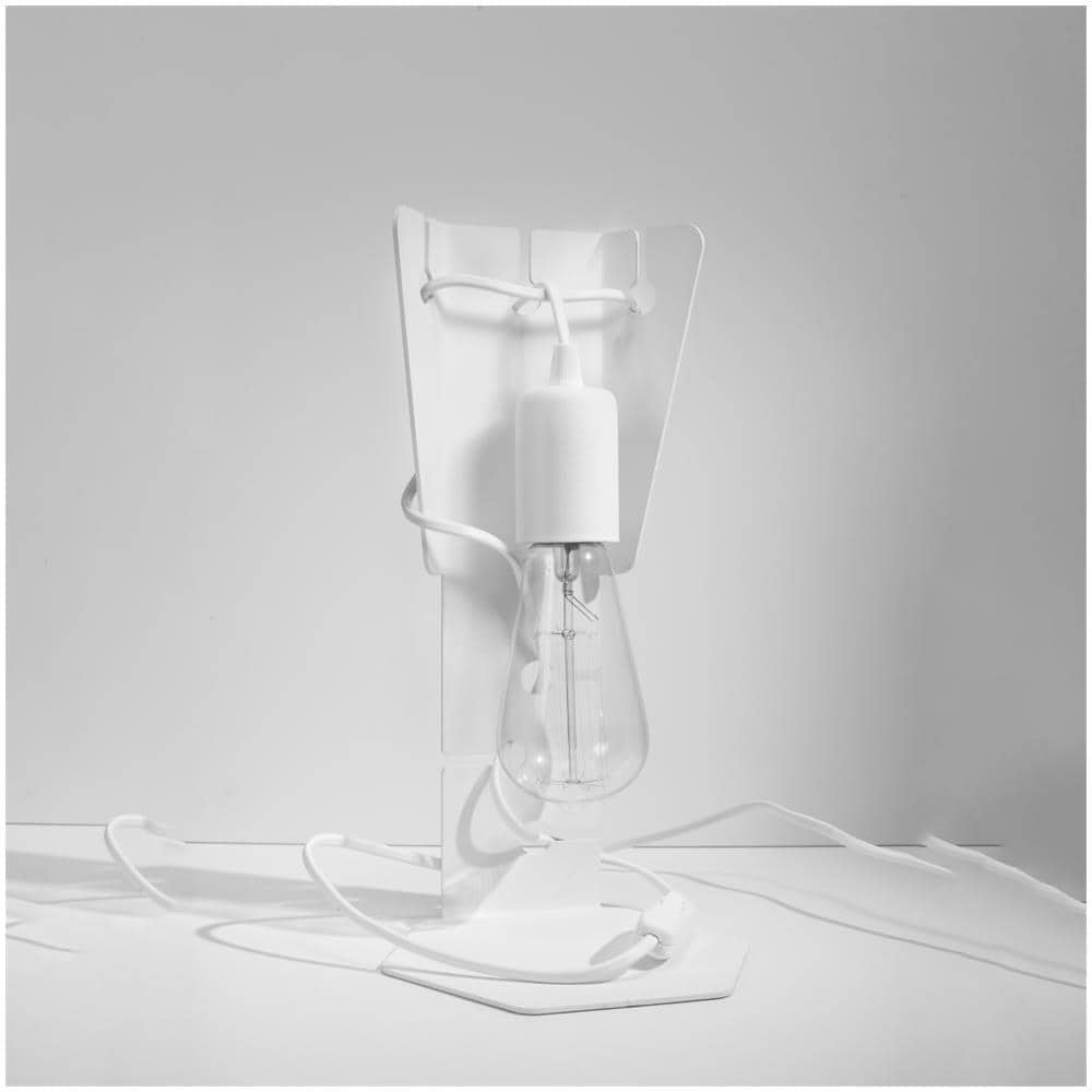 Lampada Da Tavolo Arby Bianco Sl. 0879 - Industriale Lampade Da Scrivania Bianco 31x15x15 Cm - Foto 2