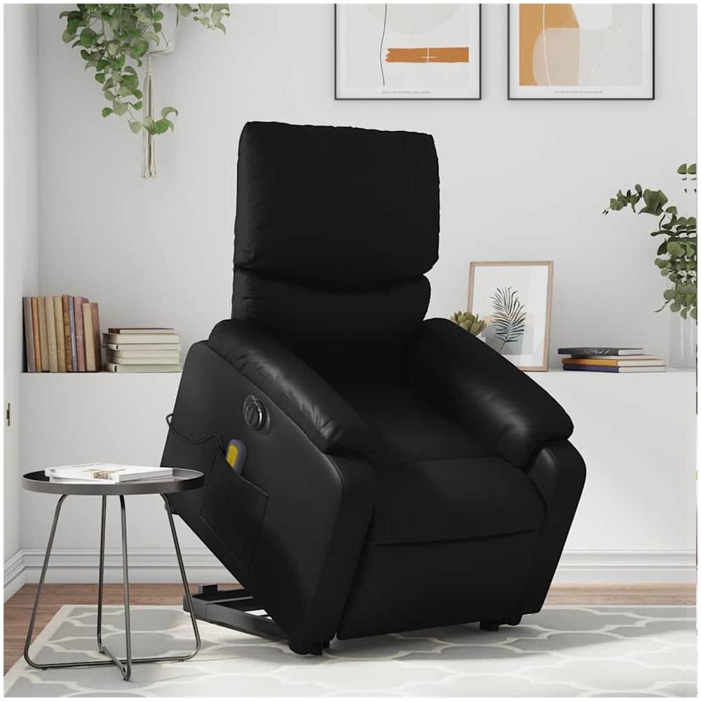 Poltrona Alzapersona Massaggiante Elettrica Nera in Similpelle - Foto 2