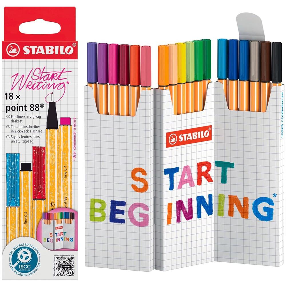 point 88 - Fineliner - ZIG ZAG Set da 18 - Colori assortiti - Foto 1