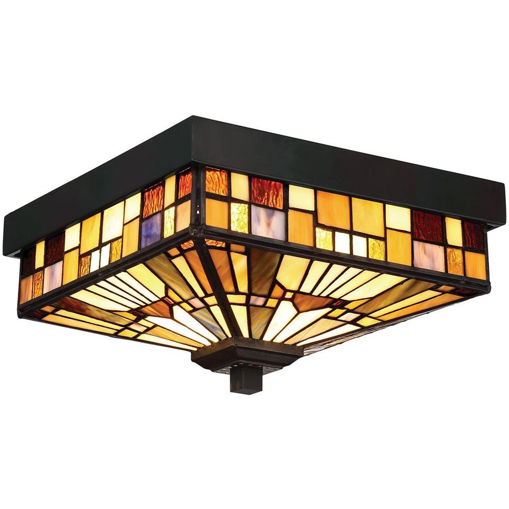 Montaggio A Incasso Tiffany Da Esterno A 2 Luci - Finitura Bronzo, E27 - Foto 1