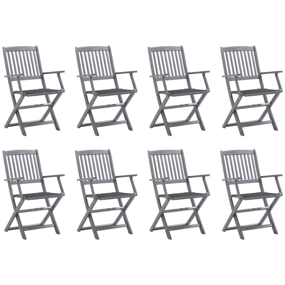 Sedie da Giardino Pieghevoli 8 pz con Cuscini Massello Acacia - Foto 1