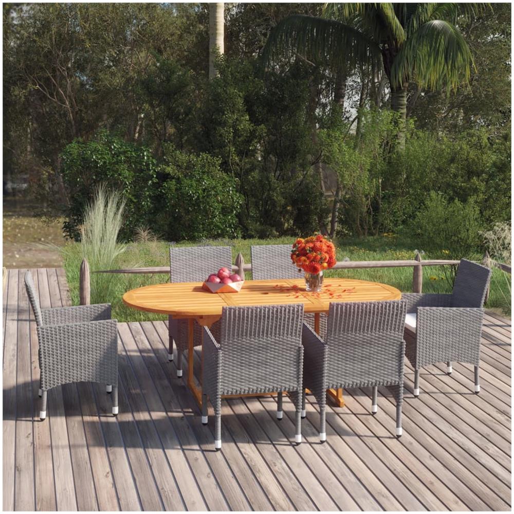 Set Divani da Giardino 8 pz Grigio in Legno Massello di Pino - Foto 9