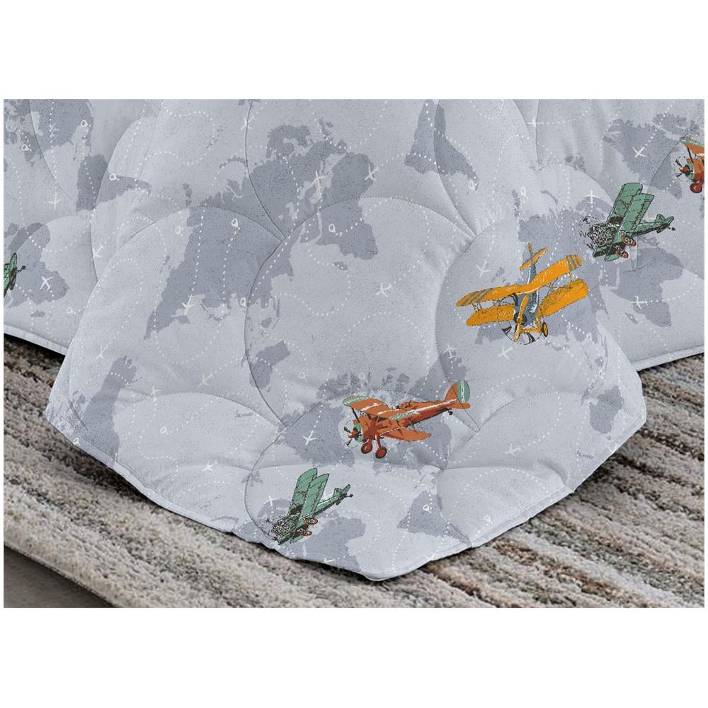 Trapuntino Piumino Estivo Linea Pensieri Delicati Disegno Aerei Colore Grigio Singolo Grigio - Foto 2