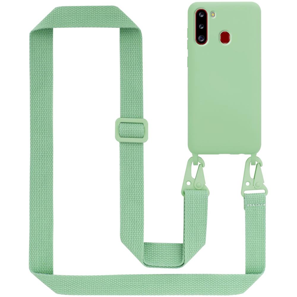 Catena Di Telefoni Cellulari Compatibile Con Samsung Galaxy A21 In Liquid Verde Chiaro - Coperchio Di Protezione In Silicone Con Cordino Regolabile In Lunghezza - Foto 1