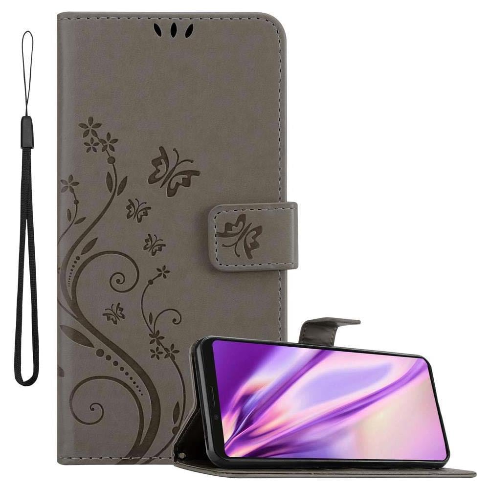 Cadorabo Custodia Compatibile Con Sony Xperia 1 / Xperia Xz4 In Grigio Fiore - Coperchio Protettivo In Design Floreale Con Chiusura Magnetica, Funzione Stand E Slot Per Carte - Foto 1