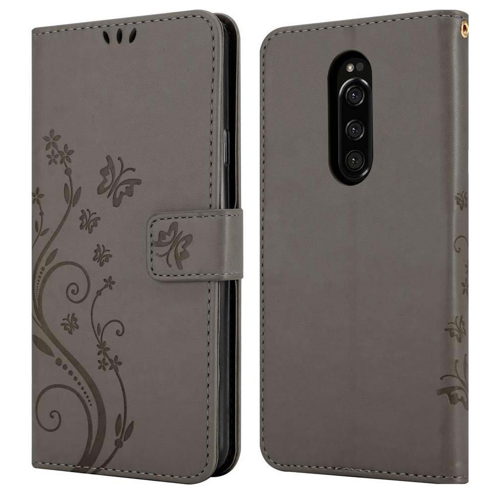 Cadorabo Custodia Compatibile Con Sony Xperia 1 / Xperia Xz4 In Grigio Fiore - Coperchio Protettivo In Design Floreale Con Chiusura Magnetica, Funzione Stand E Slot Per Carte - Foto 8