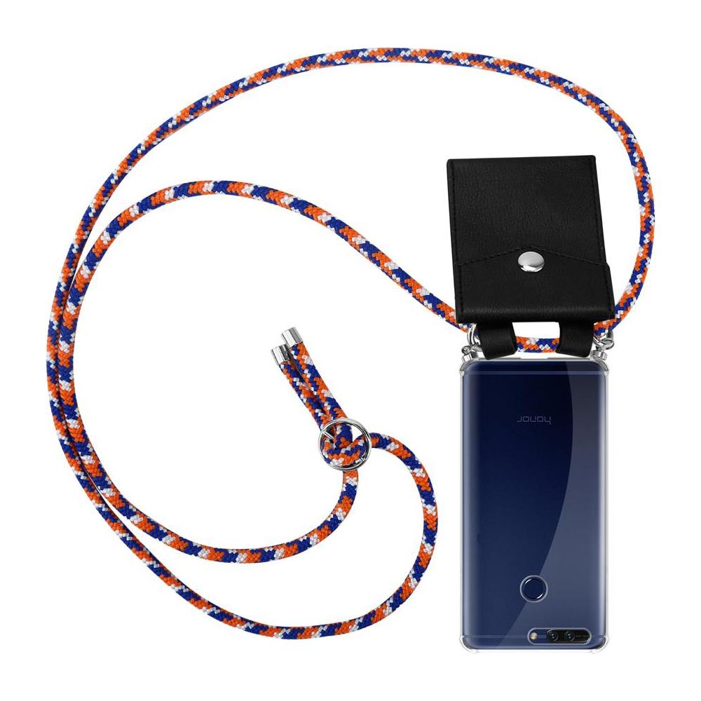 Catena Di Telefoni Cellulari Compatibile Con Honor 8 Pro In Arancio Blu Bianco - Coperchio Protettivo In Silicone Con Anelli D'argento, Cinturino In Corda E Custodia Staccabile - Foto 1