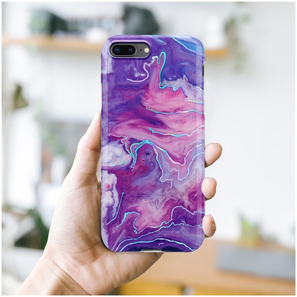 Custodia Compatibile Con Apple Iphone 8 Plus / 7 Plus / 7s Plus In Marmo Rosa Viola No. 19 - Coperchio Protettivo In Silicone Tpu Con Motivo A Mosaico - Foto 6