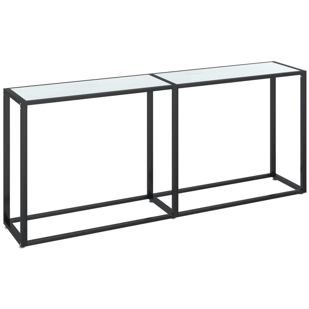 Tavolo Consolle Bianco Marmo 180x35x75,5 Cm In Vetro Temperato - Foto 2