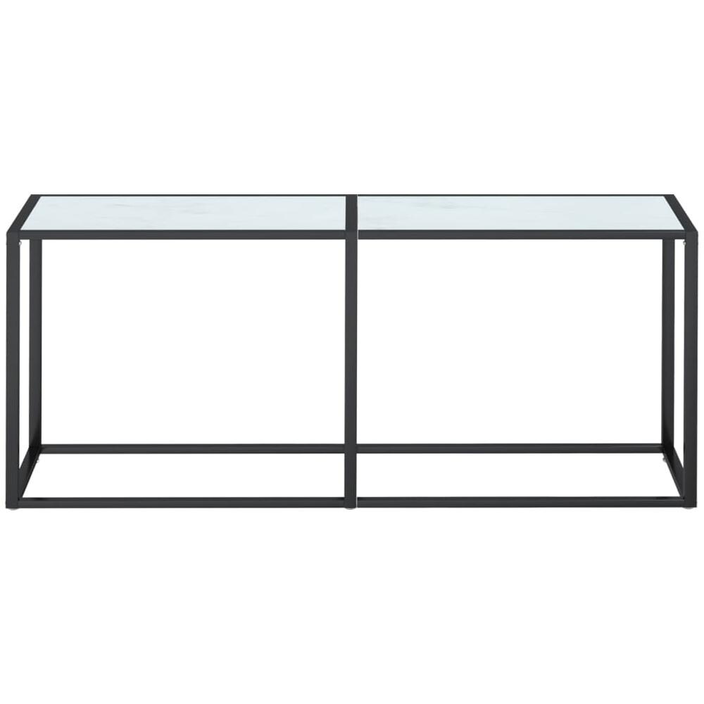 Tavolo Consolle Bianco Marmo 180x35x75,5 Cm In Vetro Temperato - Foto 3