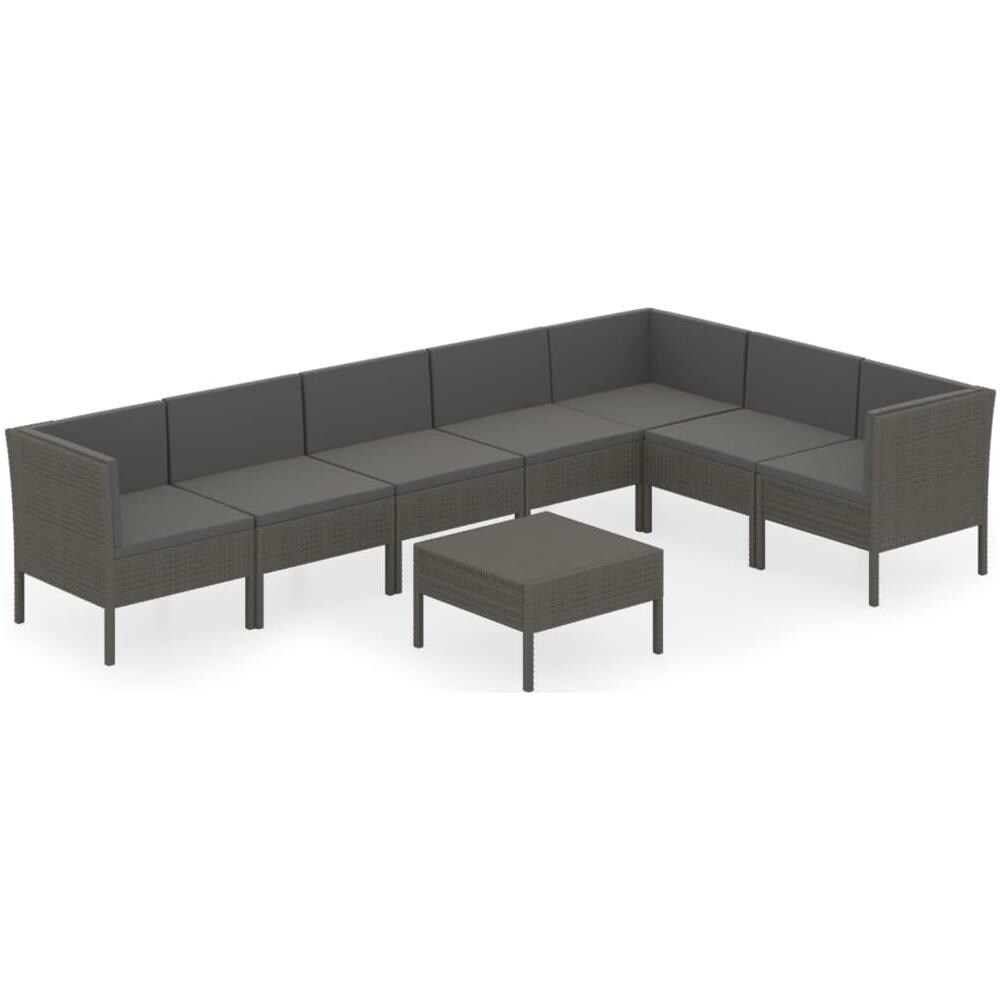 Set Divani Da Giardino 8 Pz Con Cuscini In Polyrattan Grigio - Foto 2