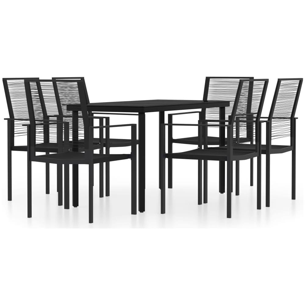 Set Mobili Da Pranzo Per Giardino 7 Pz Nero - Foto 2