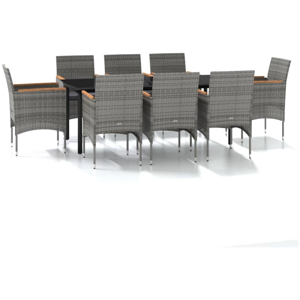 Set Da Pranzo Da Giardino 9 Pz Con Cuscini In Grigio E Nero - Foto 2