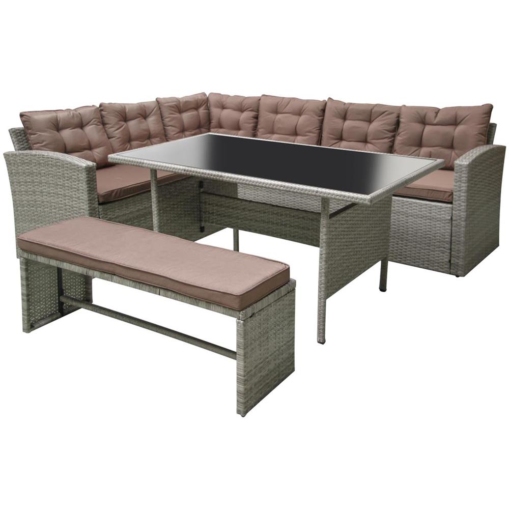 Salotto Da Giardino 4 Posti In Resina Grigio E Castagna Moorea - Foto 2