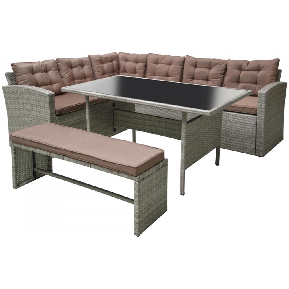 Salotto Da Giardino 4 Posti In Resina Grigio E Castagna Moorea - Foto 1