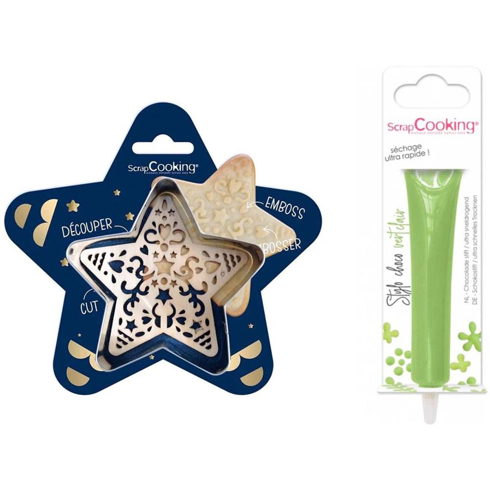 Kit Biscotti Star Relief + Penna Al Cioccolato Verde Chiaro - Foto 1