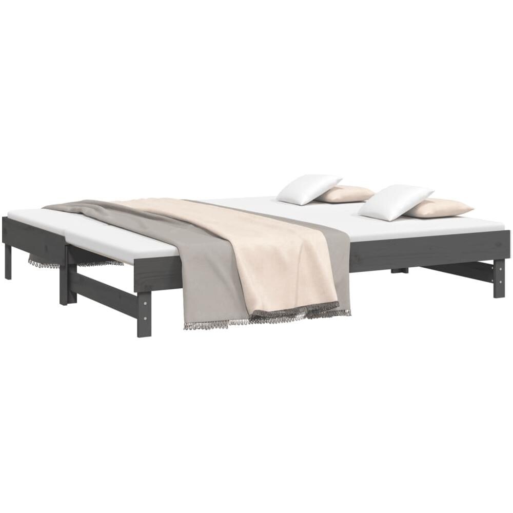 Dormeuse Estraibile Grigia 2x (100x200) cm Legno Massello Di Pino - Foto 3