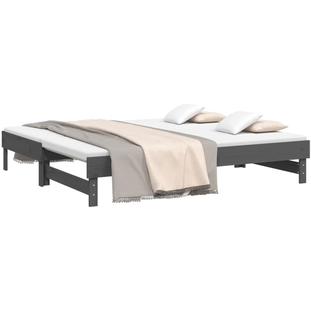 Dormeuse Estraibile Grigia 2x (90x190) Cm Legno Massello Di Pino - Foto 3