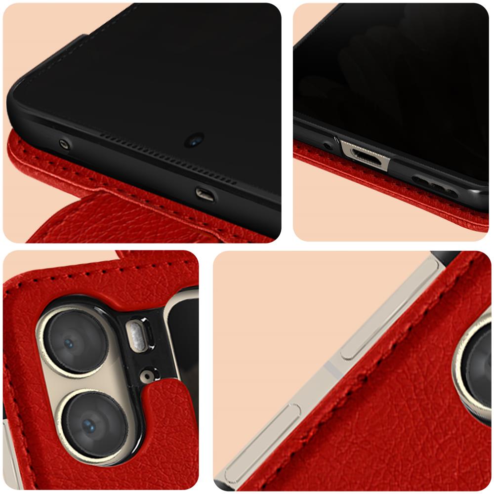 Cover Per Oppo Find N2 Flip Con Linguetta Magnetica Chesterfield Rossa - Foto 2
