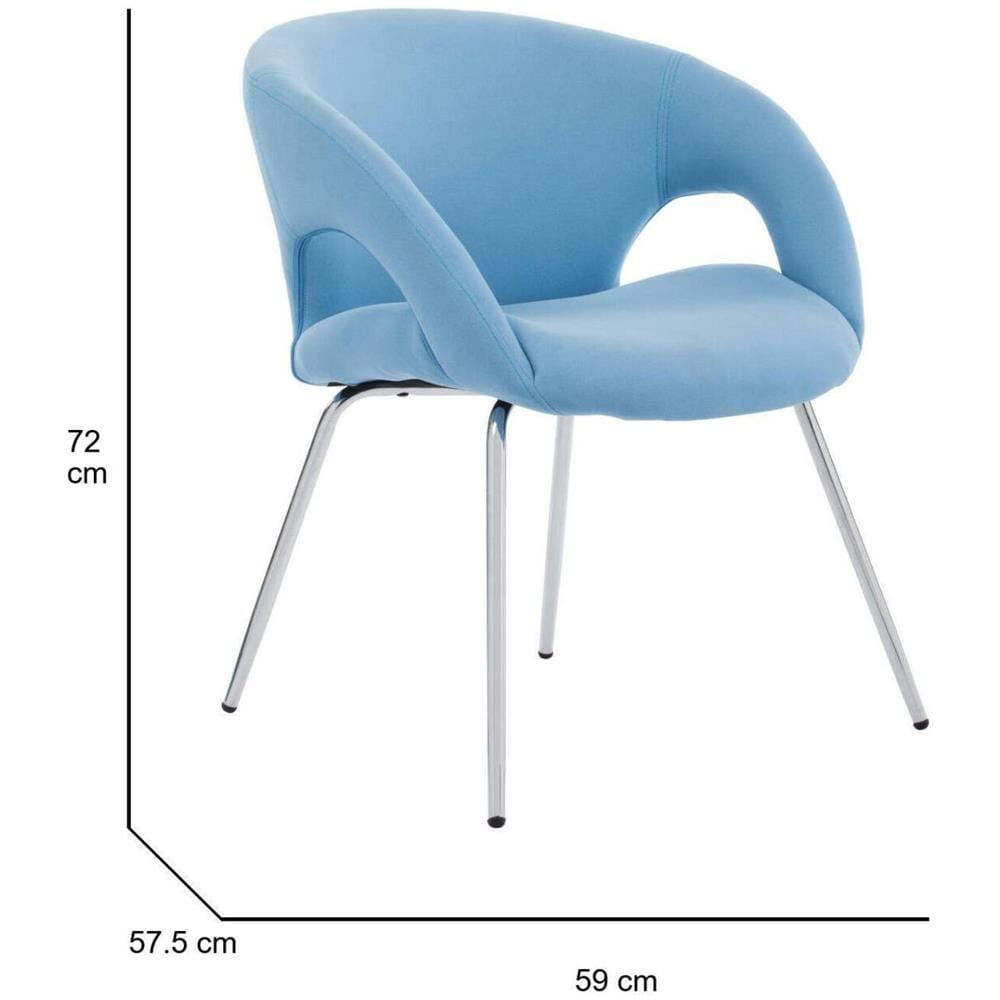 Sedia Da Ufficio Bathurst, Seduta Da Attesa Con Braccioli Per Ufficio, Seduta Ergonomica Da Attesa, 58x59h72 Cm, Azzurro - Foto 2