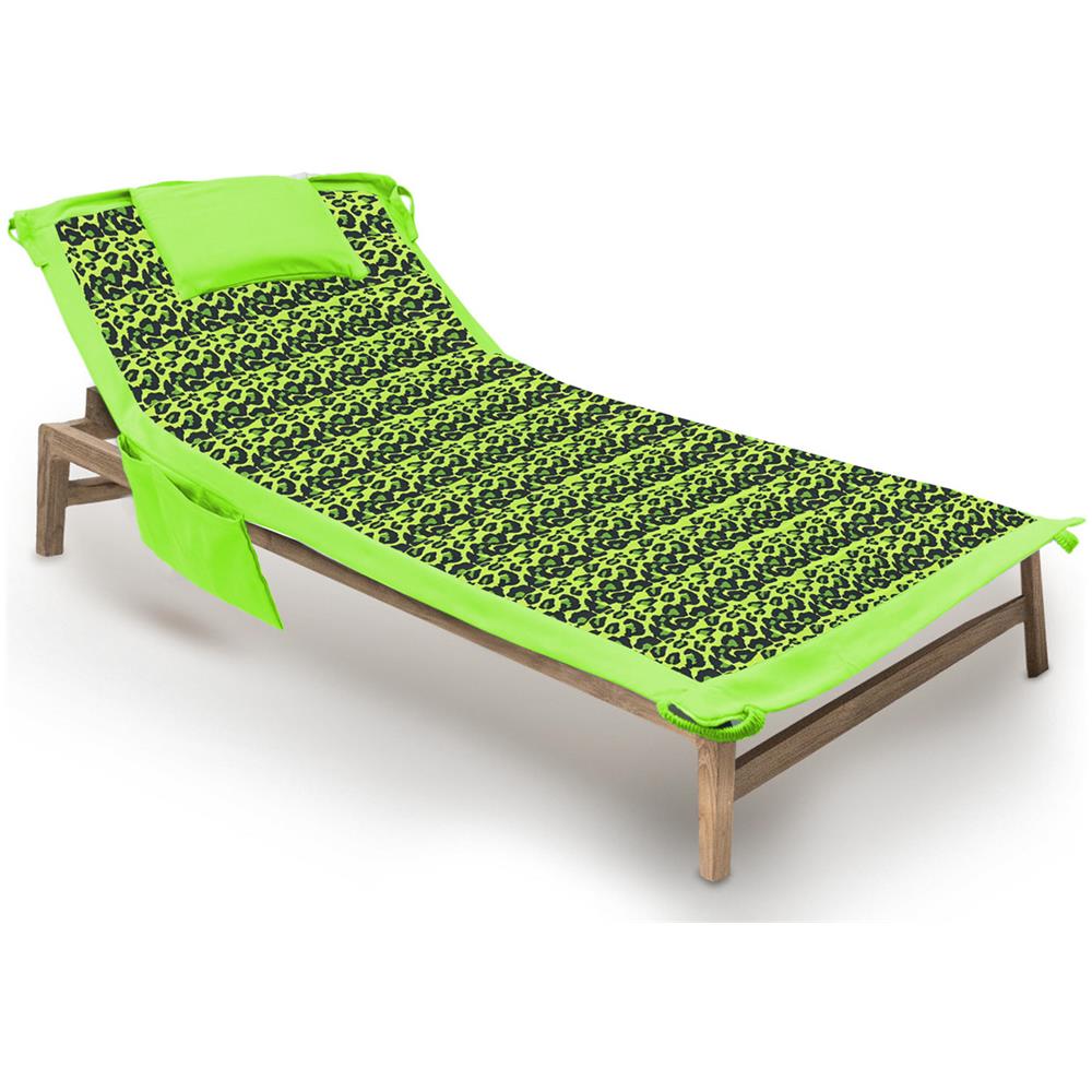 Telo Mare Microfibra Lettino Con Cuscino E Tasche Modello Fashion Summer Lettino Verde - Foto 1