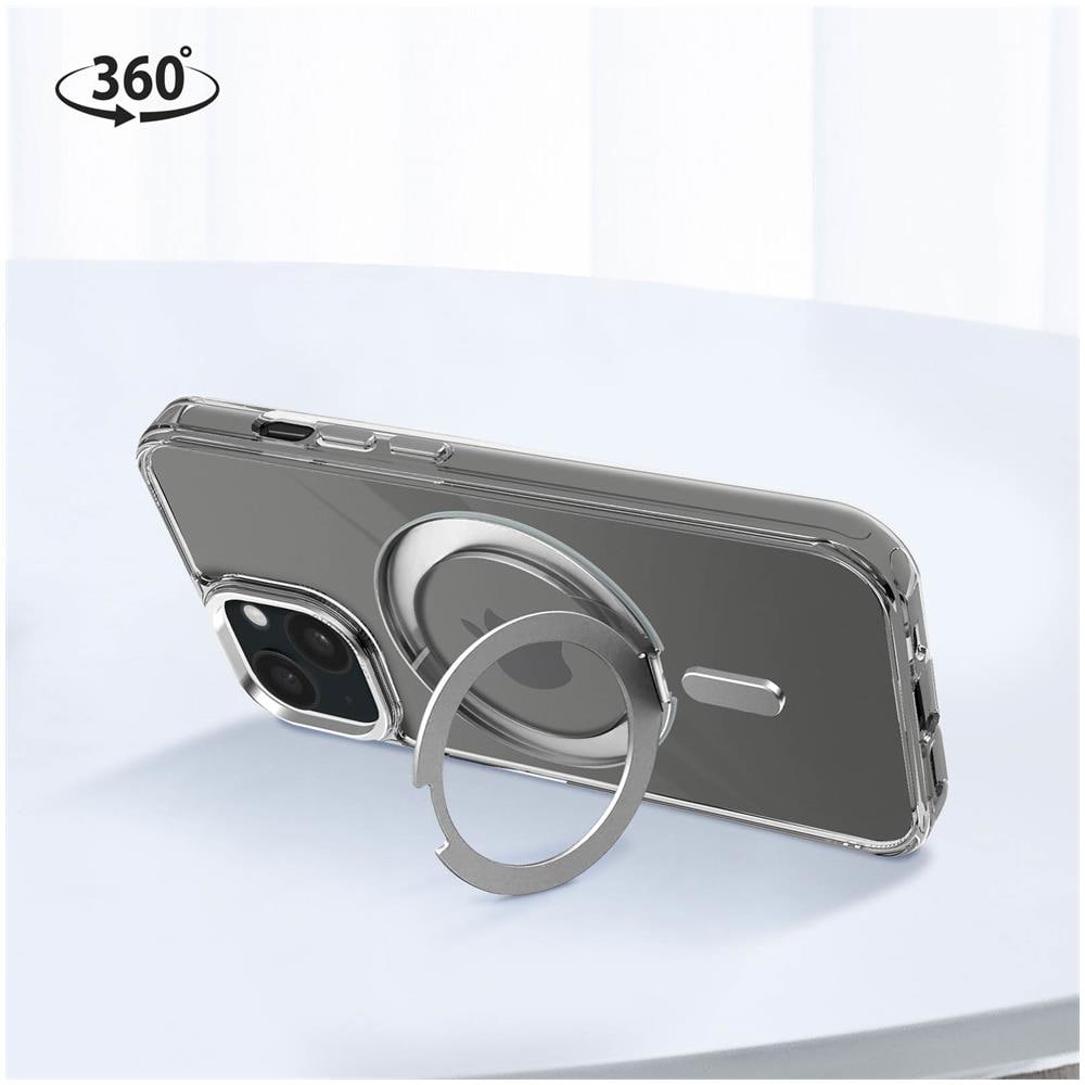 Cover Magsafe Per Iphone 15 Plus Anello Supporto Loop Stand Trasparente - Foto 5