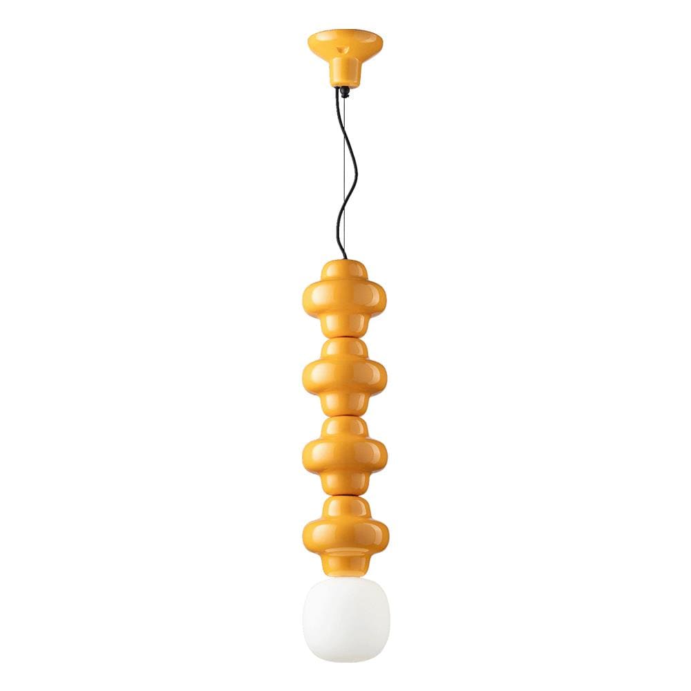 Sospensione Vintage Decò Copacabana 4 Moduli Ceramica Gialla 1 Luce E27 - Foto 1