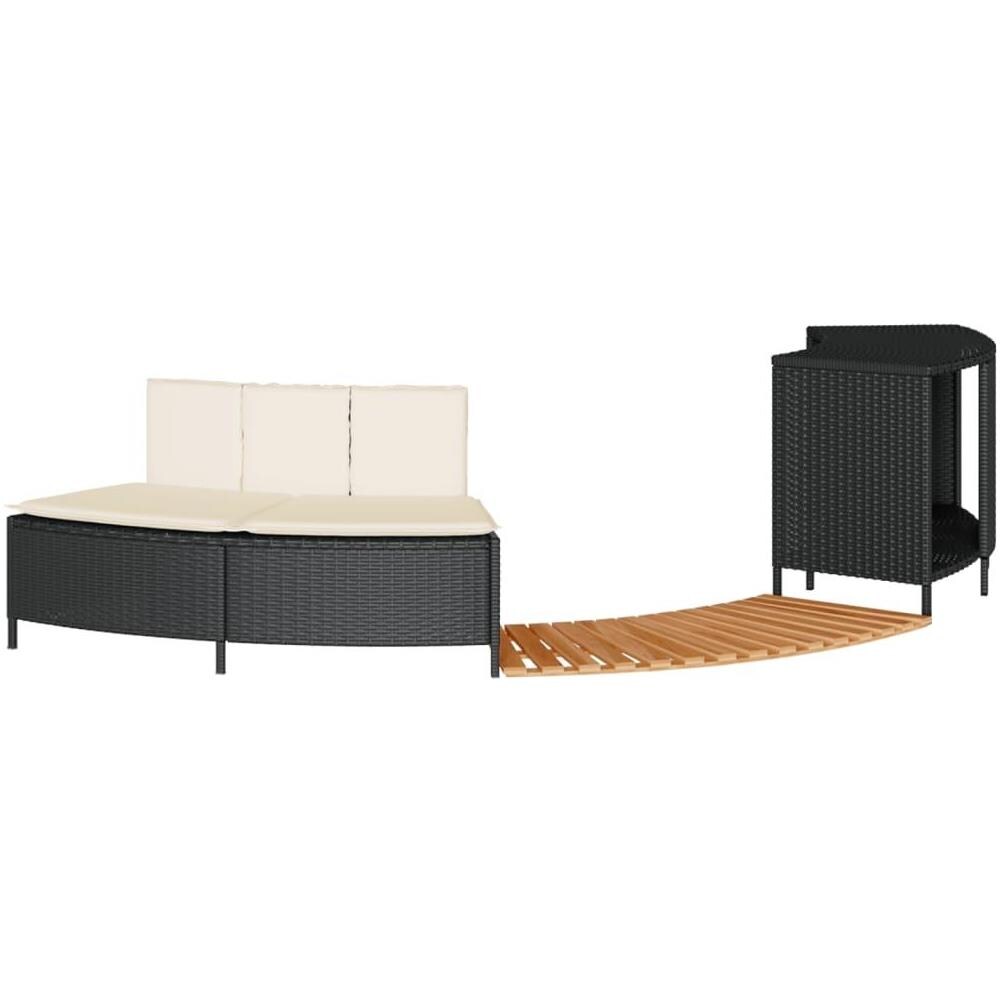 Bordo per Spa Nero in Polyrattan e Legno Massello di Acacia - Foto 1