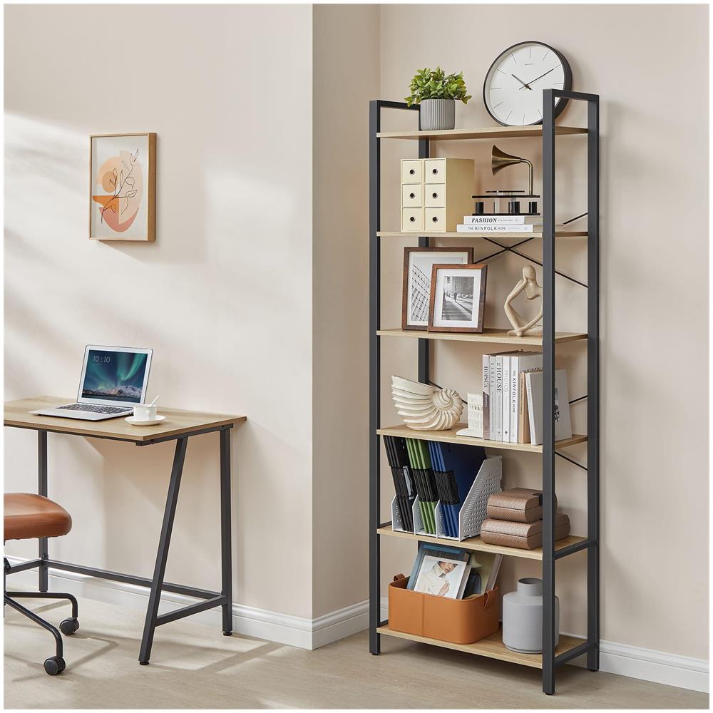 BOOKSHELF SONOMA Libreria a 6 ripiani in truciolare di acciaio per soggiorno - Foto 2