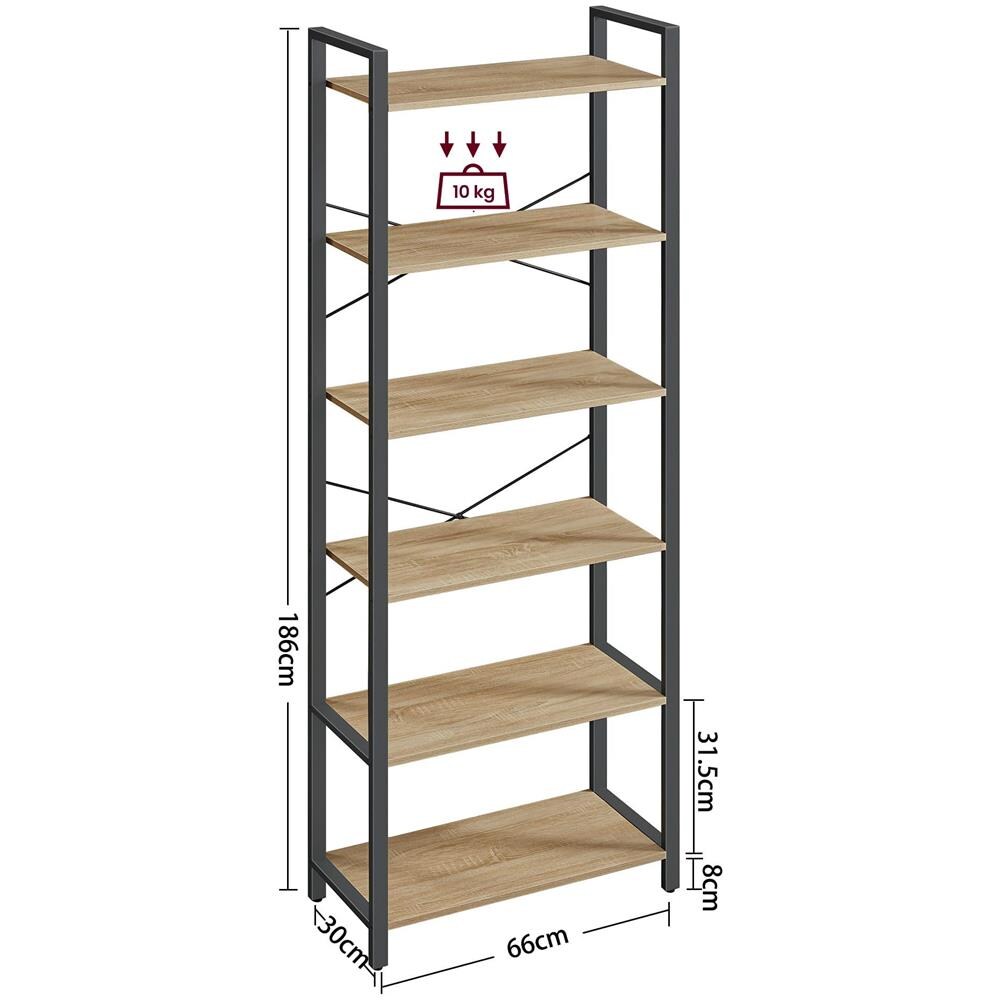 BOOKSHELF SONOMA Libreria a 6 ripiani in truciolare di acciaio per soggiorno - Foto 7