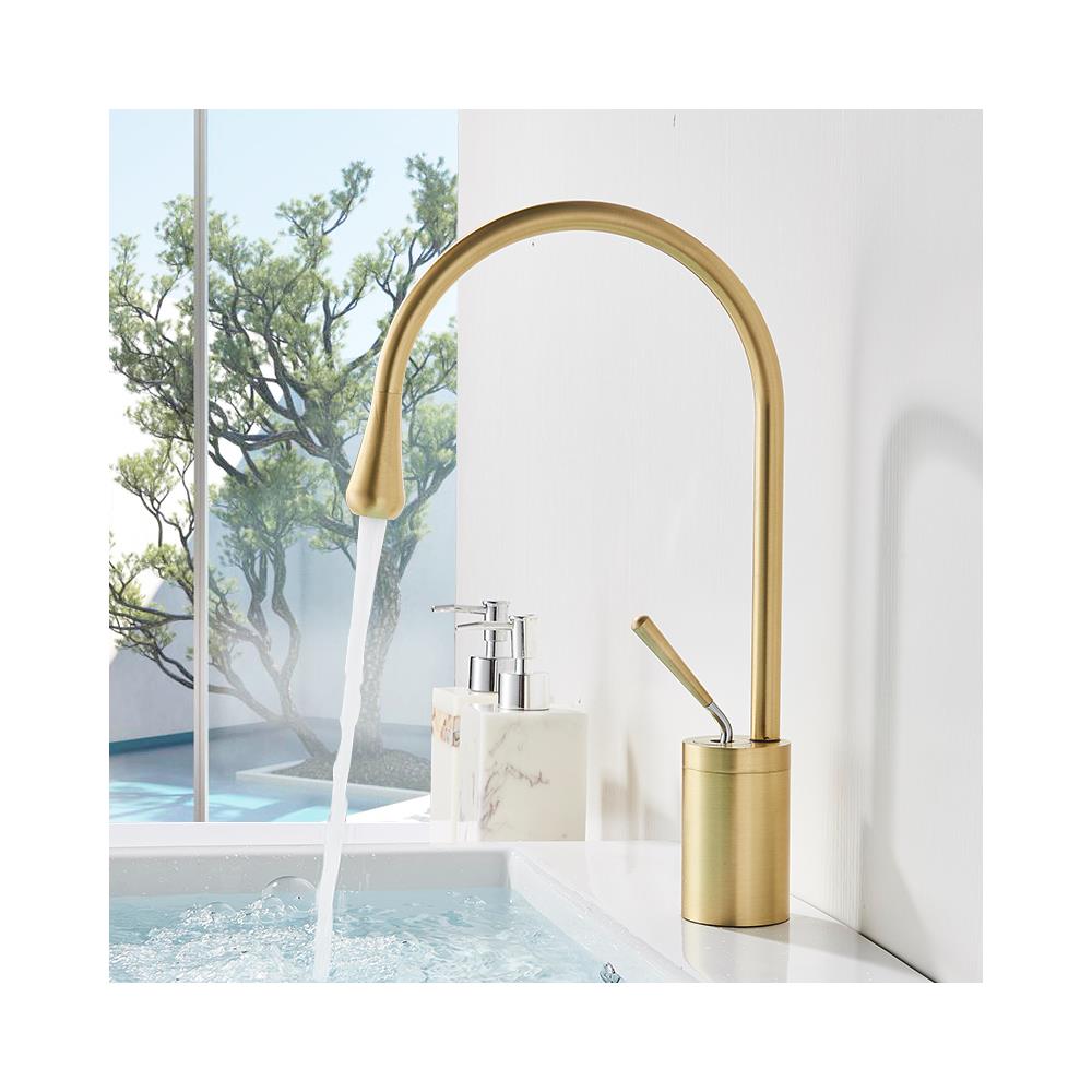 Rubinetto per lavabo da bagno, Blackswan, tipo M64, modello oro opaco, misura 36 cm - Foto 2