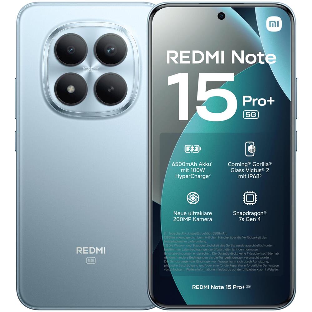 Redmi Note 15 Pro+ 5G 256GB 8GB Ram Display 6.83" Amoled 120Hz Main Camera 200MP Dual nanoSim (eSim) HyperOS 2 Snapdragon 7s Gen4 6500mAh Glacier Blue - Foto 1
