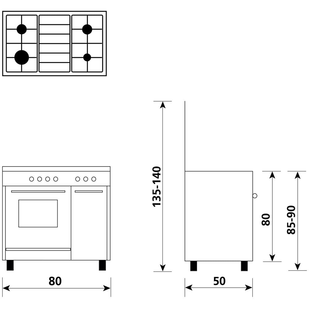 Cucina Elettrica AS854EI 4 Fuochi Gas Forno Elettrico Classe A Dimensioni 80x50 Colore Inox Serie Alpha - Foto 3