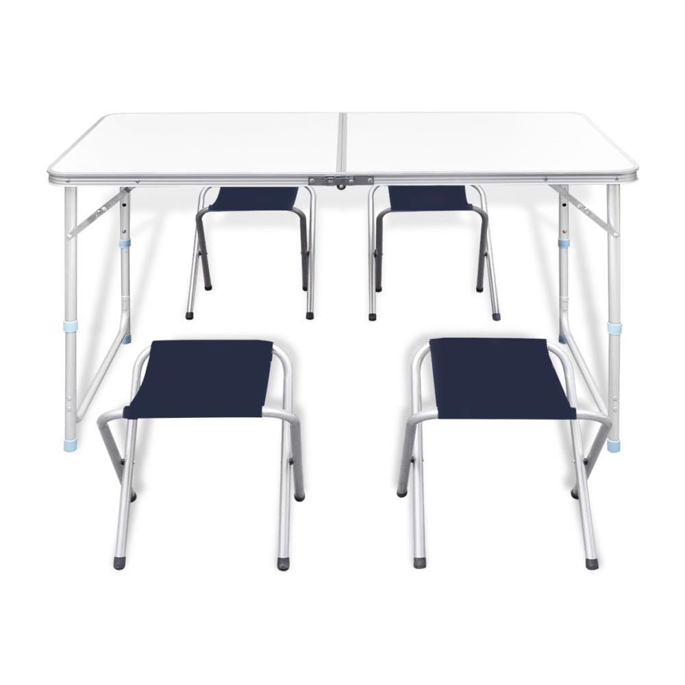 Set Tavolo Da Campeggio Pieghevole Con 4 Sedie Regolabili 120 X 60 Cm - Foto 2