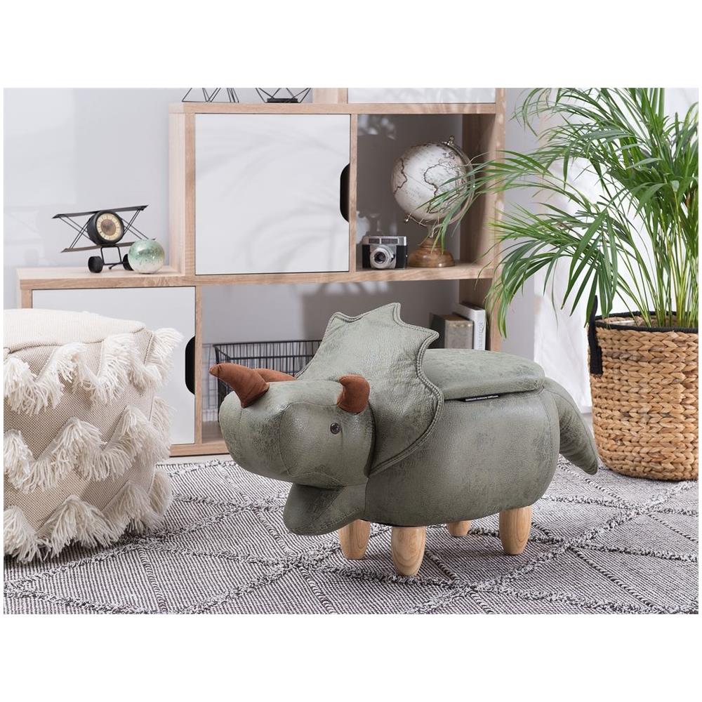 Pouf Contenitore In Tessuto Verde Scuro Triceratops - Foto 1