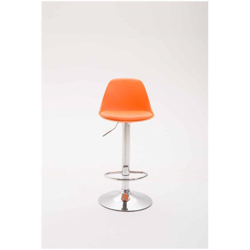 Sgabello Design Kiel in Polipropilene e Similpelle - Sgabello Cucina Girevole e Regolabile - Sgabello da Bar Imbottito e con Poggiapiedi Arancione Cromato - Foto 2