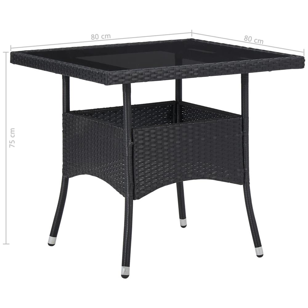 Set Mobili Da Pranzo Per Giardino 5 Pz Polyrattan Nero E Vetro - Foto 8