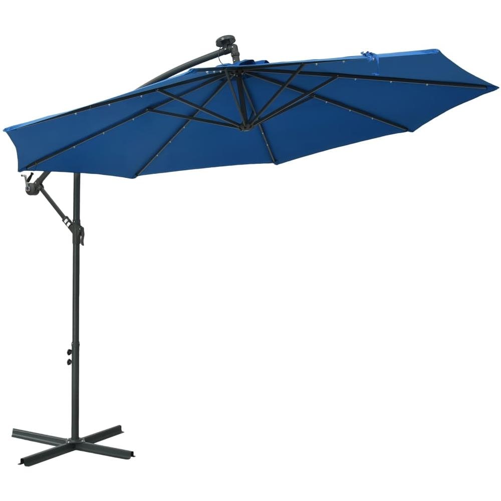 Ombrellone A Sbalzo Con Led E Palo In Acciaio 300 Cm Azzurro - Foto 1