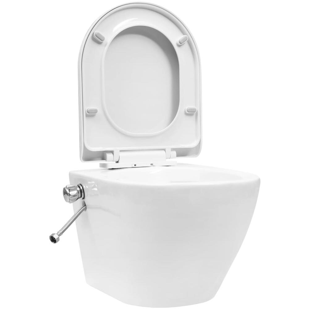 Toilette Senza Bordo Sospesa Con Funzione Bidet Ceramica Bianca - Foto 2