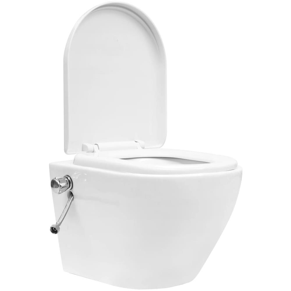 Toilette Senza Bordo Sospesa Con Funzione Bidet Ceramica Bianca - Foto 8