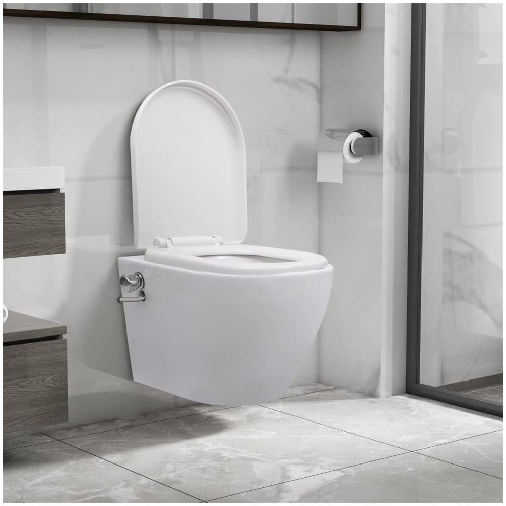 Toilette Senza Bordo Sospesa Con Funzione Bidet Ceramica Bianca - Foto 1