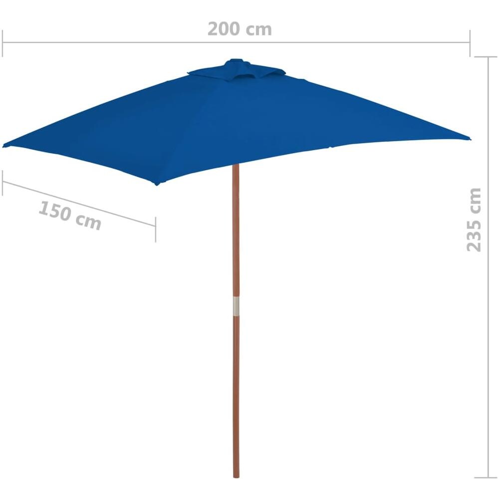 Ombrellone Da Esterni Con Palo In Legno 150x200 Cm Blu - Foto 7