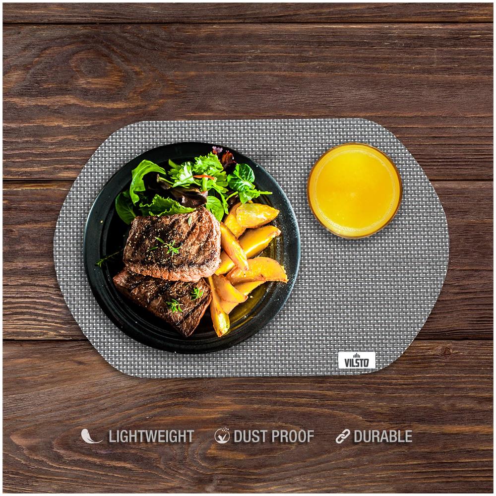 Tovagliette Colazione Americana Plastica Lavabili, Accessori Casa Cucina, Tovagliette Da Cucinate, Resistenti Al Calore, Resistenti Allo Sporco E Lavabili, 4 Pezzi, Grigio - Foto 2